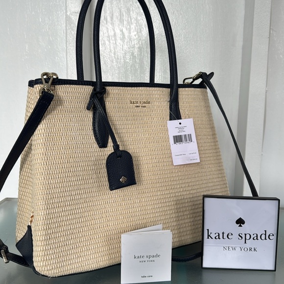 kate spade Handbags - Kate Spade Bag Large Eva Woven Straw Tote Bag